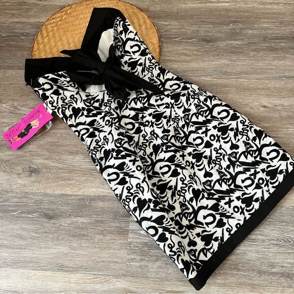 Betsey Johnson Y2K strapless‎ embroidered dress XOXO love - Picture 8 of 8